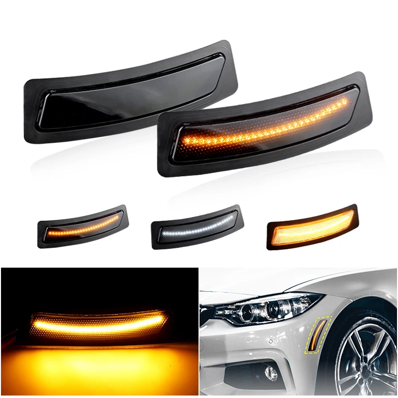 

2 светодиодных боковых указателя поворота переднего бампера для BMW 3 серии F30 седан F31 Touring 4 серии F32 F33 5-й серии F36 Автозапчасти