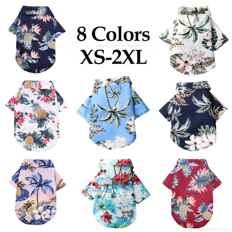 

Рубашка для собак в гавайском пляжном стиле, Тедди, Французский бульдог, кошка, домашнее животное от маленького до среднего размера, куртка для домашних животных, летняя одежда