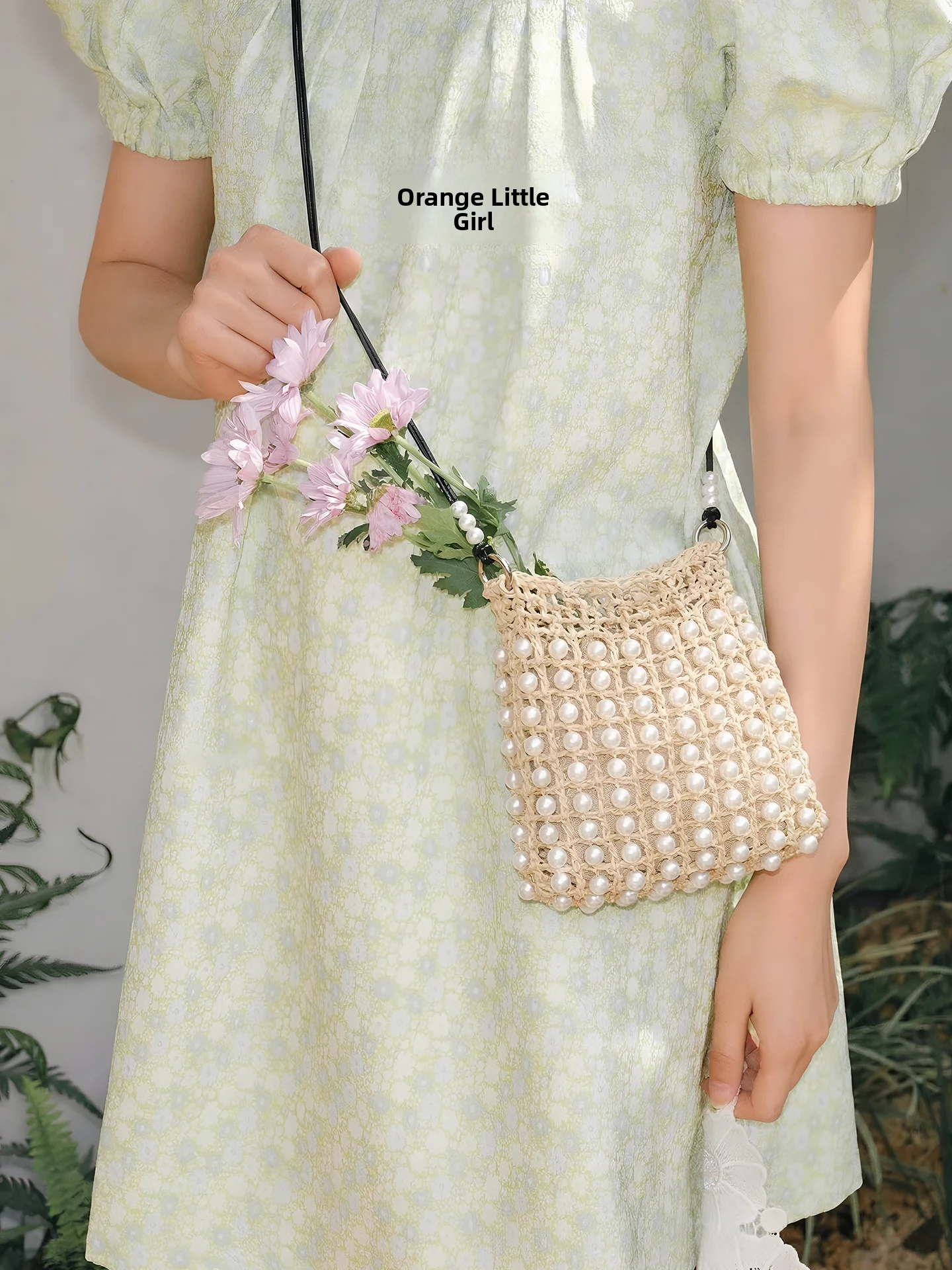 

Bohemian Style Pearlescent Beaded Basket Weave Crossbody Bag for Women Mobile Phone Bag Fashionable Holiday Style