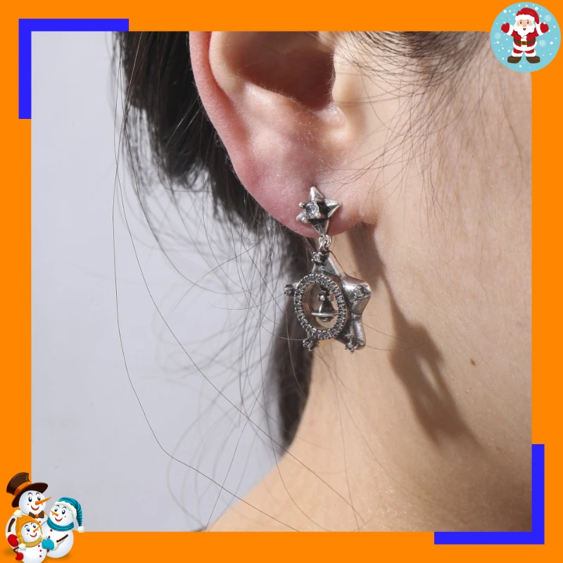 Popular Color Retention Explosion, Wishing Stars, Pentagonal Micro-embedded Zircon High-end Earrings, Earrings.
