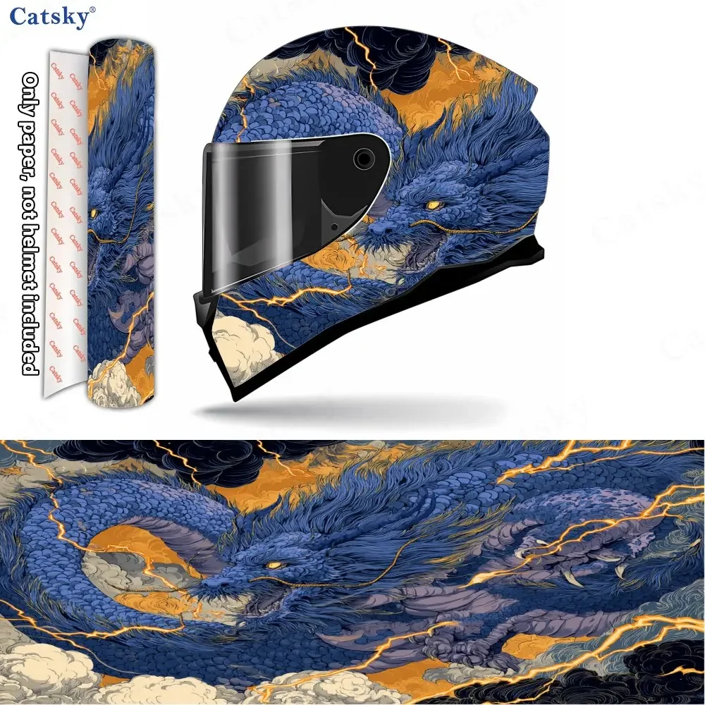 Adesivos de Capacete com Padrão de Dragão Relâmpago - Material de PVC Durável e Impermeável, Adesivos Artísticos Autoadesivos para Capacete de Motocic