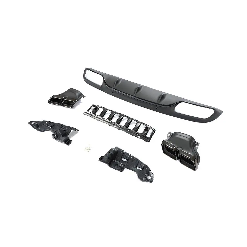 Car Rear Bumper Diffuser with exhaust tips for Mercedes Benz C205 Coupe C200 C300 C43 AMG to C63 AMG 2014-2019 Rear Apron Lip