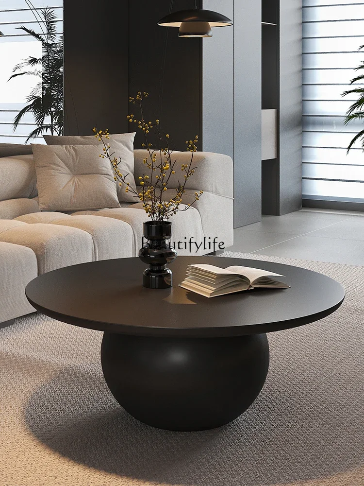 Italian Minimalist Coffee Table Living Room Designer Creative Black FRP round Tea Table Artistic Sense