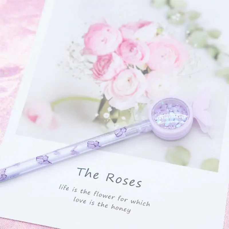 4 عبوات من أقلام الجل على شكل فراشة لطيفة، قلم توقيع للكتابة على الطلاب، مستلزمات مدرسية، أدوات مكتبية، لون عشوائي