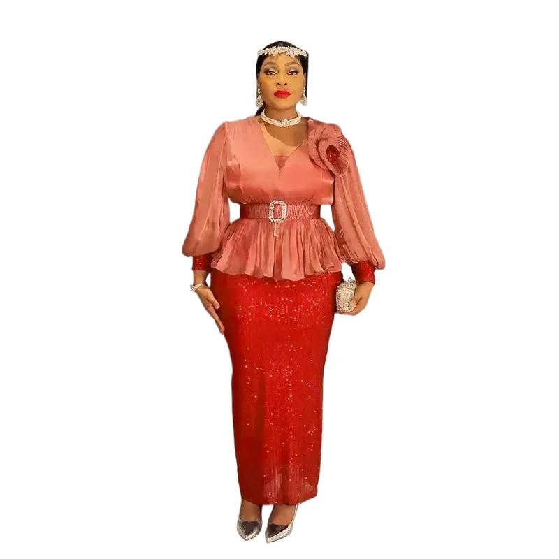 

African Party Long Dresses for Women Dashiki Ankara Sequin Evening Gowns Turkey Outfits Robe Africa Clothing 2026