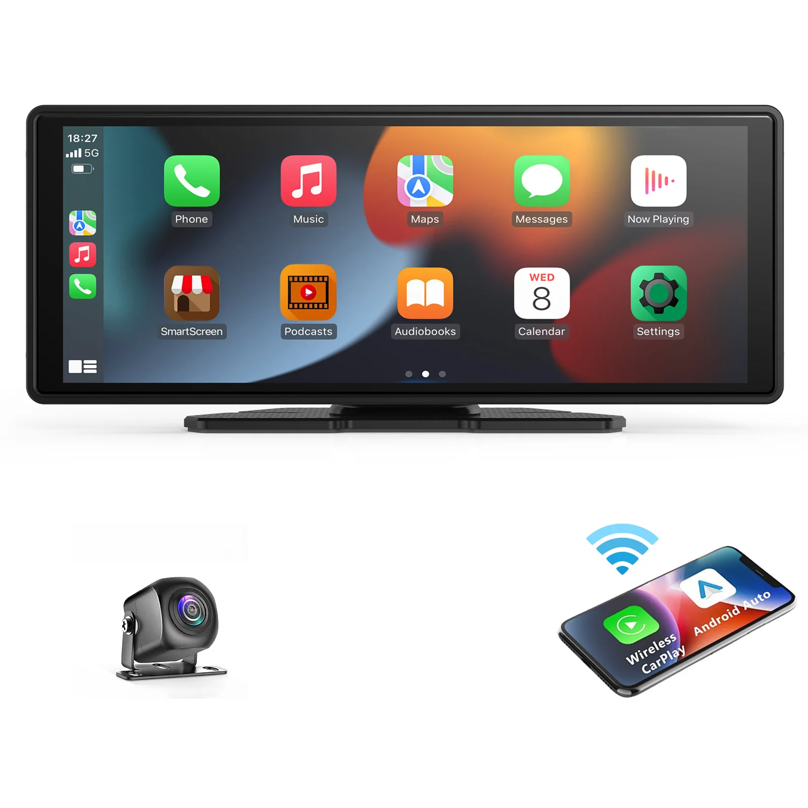 Universele draagbare Carplay voor autoscherm, draadloos Carplay-scherm Draadloze autoradio met Carplay Android Auto, auto-touchscreen