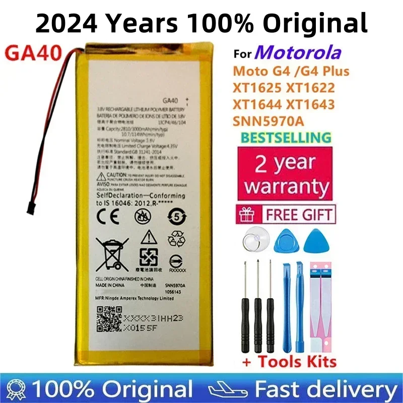 

100% Genuine Original For Motorola Moto G4 /G4 Plus XT1625 XT1622 XT1644 XT1643 SNN5970A Phone 100% New 3000mAh GA40 Battery