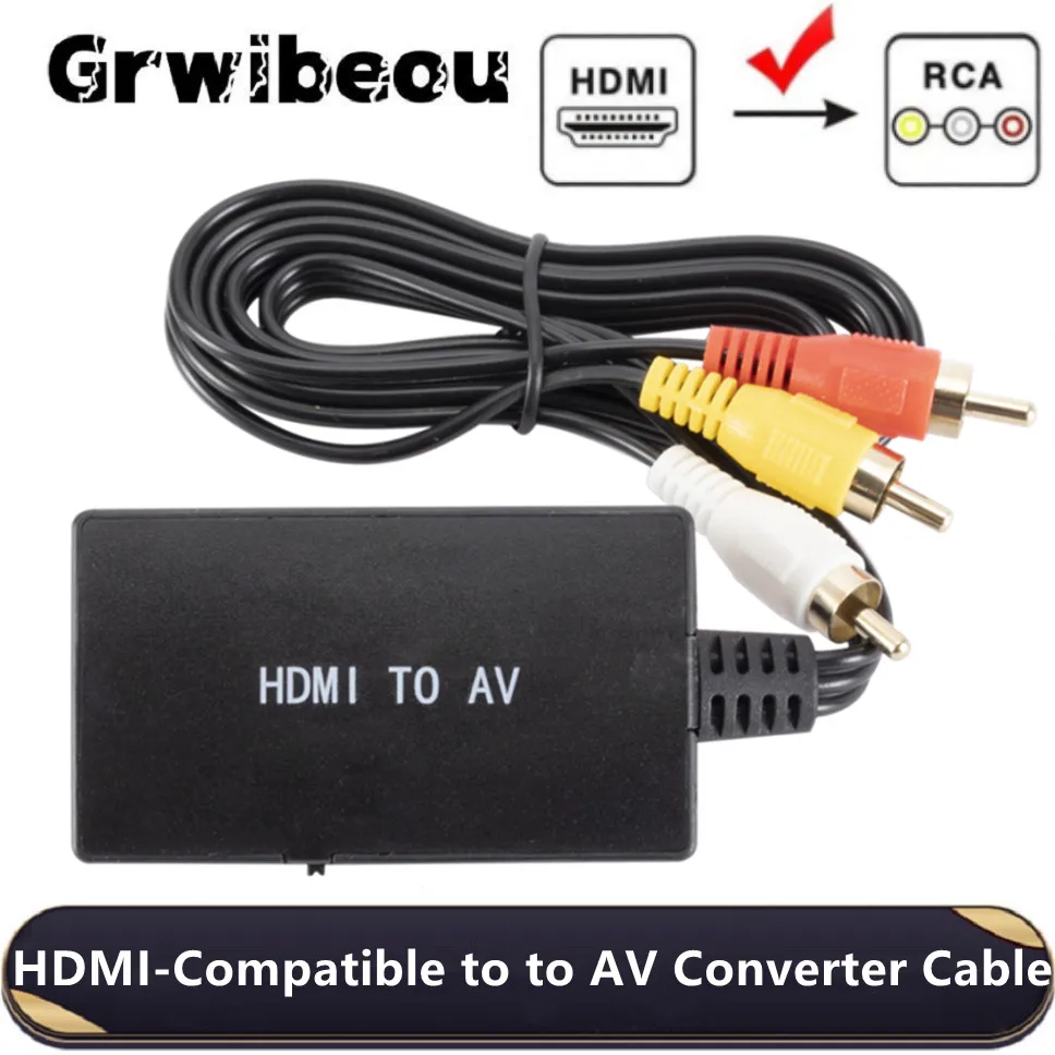 Grwibeou HDMI Ke RCA Converter HDMI Ke AV CVBs Composite Video Adapter Mendukung PAL/NTSC untuk TV Stick Roku Android TV Box DVD