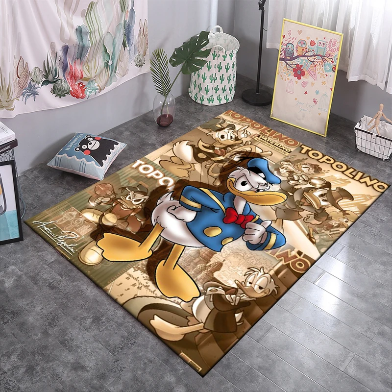 Alfombra con patrón de Donald Duck Disney para el hogar, sala de estar, dormitorio, sofá, felpudo, juego para niños, decoración, alfombra antideslizante, regalo