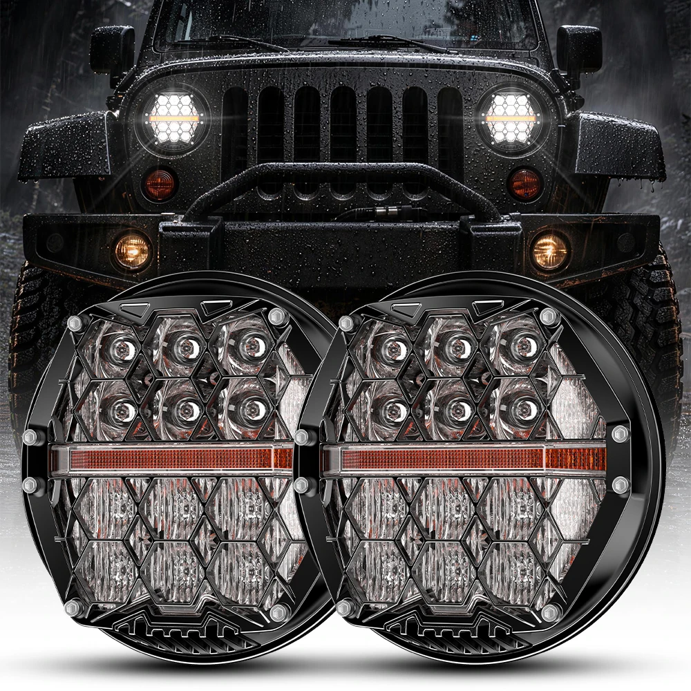 For Jeep Wrangler JK Lada Niva4x4 7Inch Led Headlight H4 DRL Super Bright 7'' led Light For Suzuki Samurai SJ410 Car Accessories