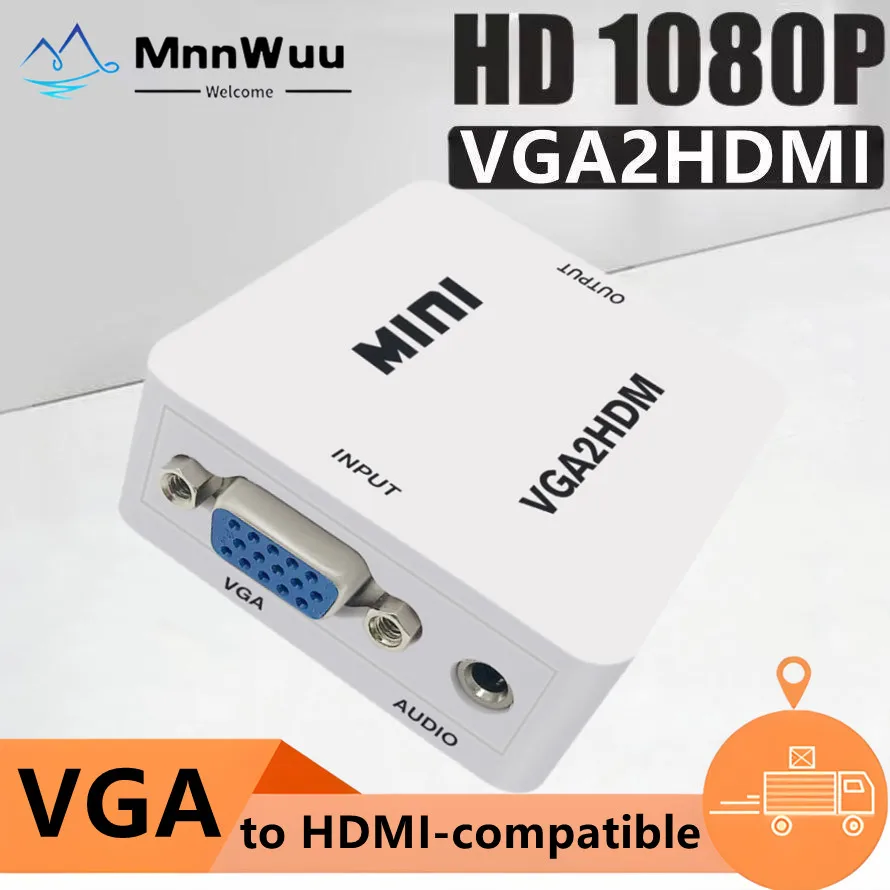 Конвертер, совместимый с VGA в HDMI, HD 1080P, адаптер VGA «мама» на HDMI-совместимый «мама» для ПК, ноутбука, проектора HDTV