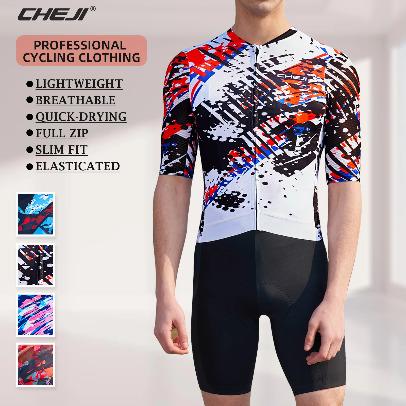 CHEJI 2024 New Cycling Jersey Men\'s Summer Short Sleeved Top Sports Mallot Bicicleta Hombre Quick Dry Breathable Anti-sweat Summ