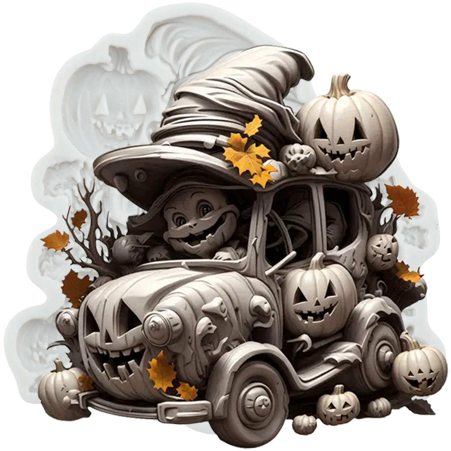 Pumpkin Cart Silicone Mold Pumpkin Boy Fondant Cake Decorating Tools Cupcake Topper Chocolate Candy Craft Gum Paste Polymer Clay
