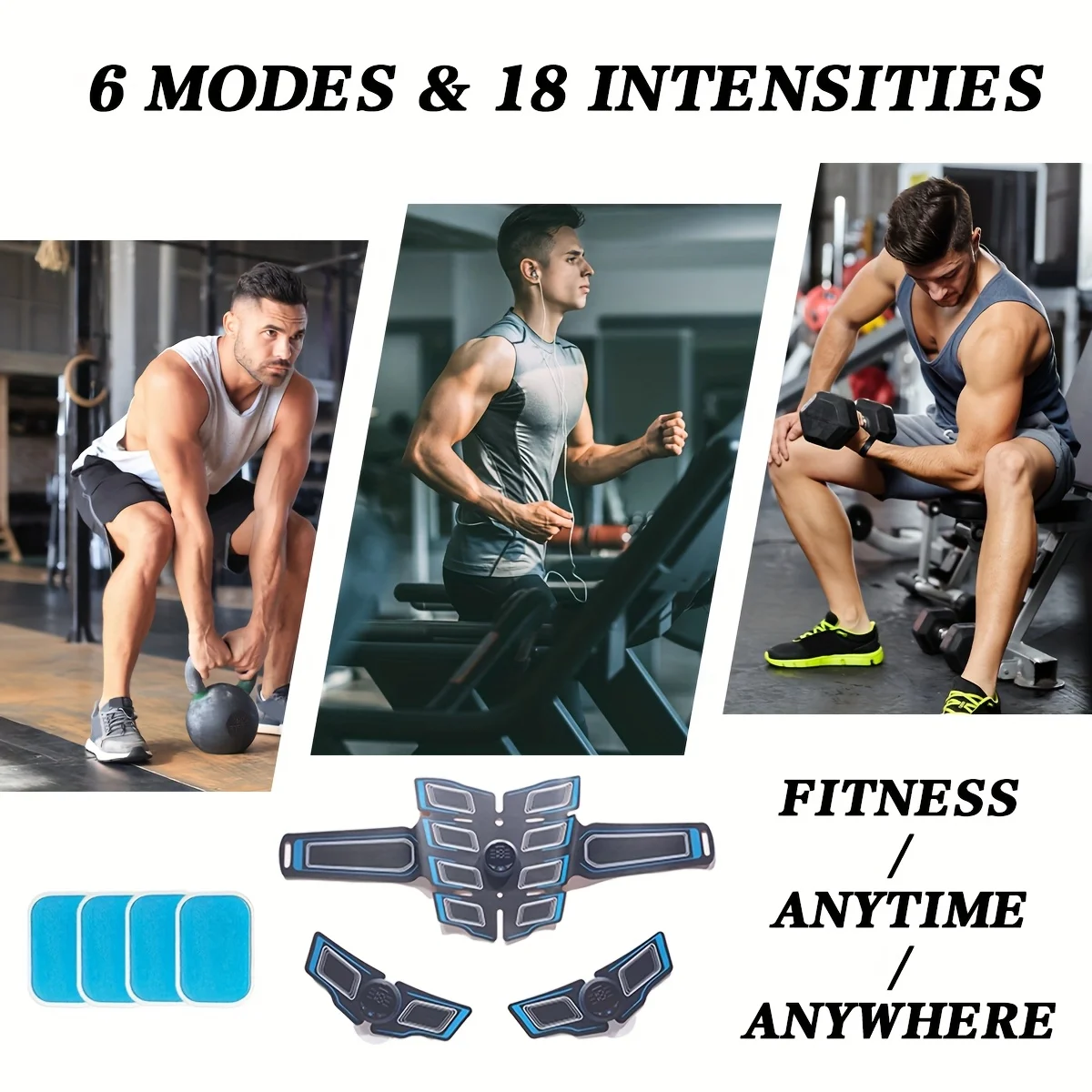 New EMS Muscel Stimulator Abdominal Arm Leg Neck Trainer Muscle Toner Body Training Slimming Massager Fitness Use With Battery, rechargeable