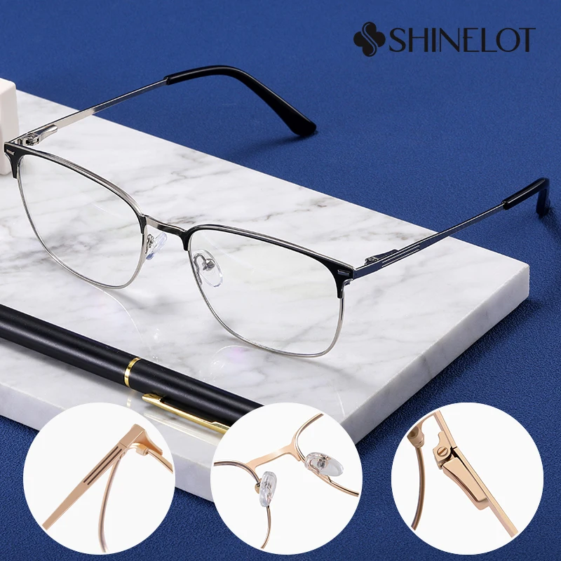

91337 Durable Metal Rectangle Men Eyeglasses Frame Eyewear Eye Protection Male Business Versatile Style Party Glasses