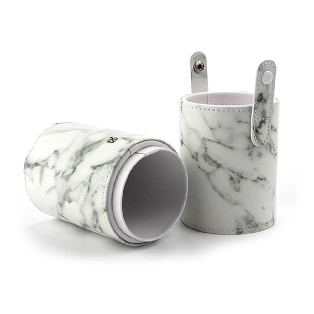 

Marble Pattern Makeup Brush Holder Large Portable Organizer For Travel Women’S Pu Storage Bag
