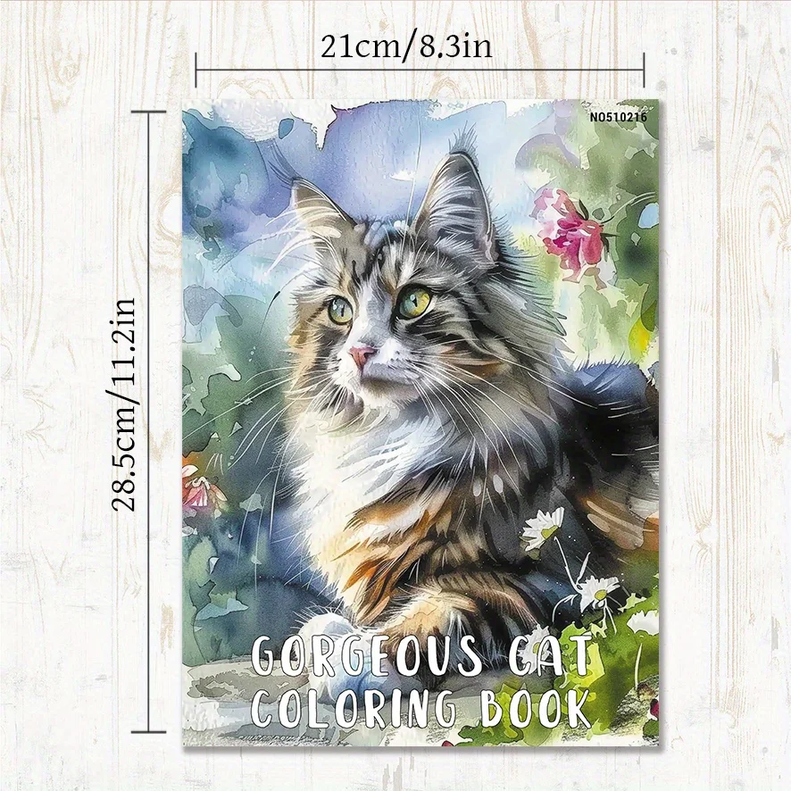 Hermoso libro para colorear con gatos, 8,3x 11,2 pulgadas, 32 páginas para relajación, alivio del estrés, regalo de regreso a la escuela, regalo familiar