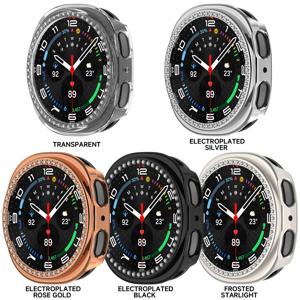 Роскошный полый чехол для Samsung Galaxy Watch 8, 44 мм, 40 мм, комплект с бриллиантовым жестким ПК для Samsung Galaxy Watch8, защитный чехол