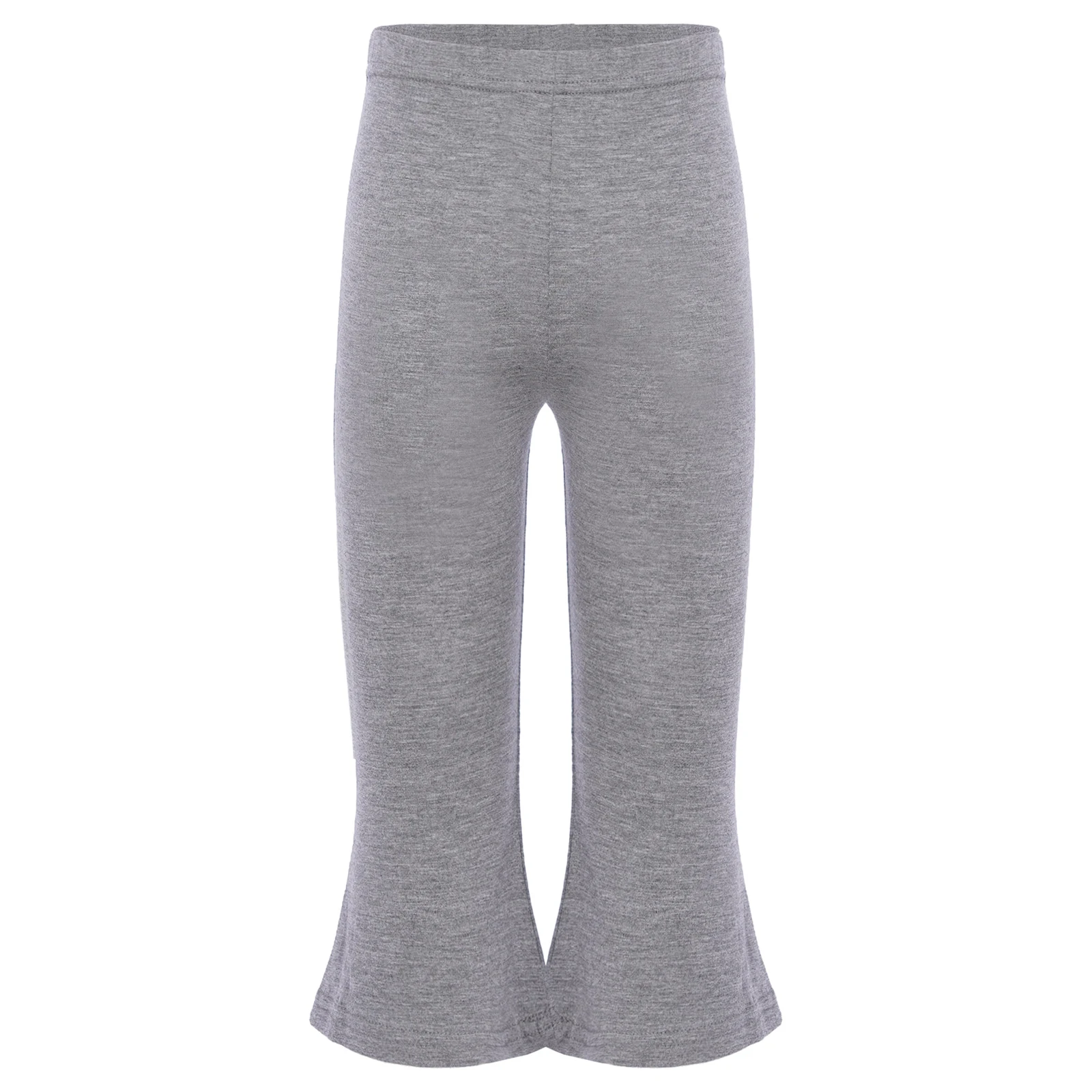 

Kids Girls Bell-Bottom Cropped Pants Casual Children Clothing Elastic Waistband Solid Color 3/4 Leggings Pants Beach Yoga Sport