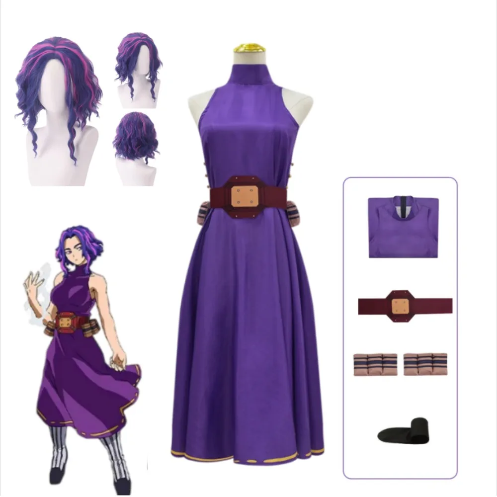 Anime My Hero Academia Lady Nagant Tsutsumi Kaina Cosplay Costume Purple Combat Dress With Wig Uniform for Women Party
