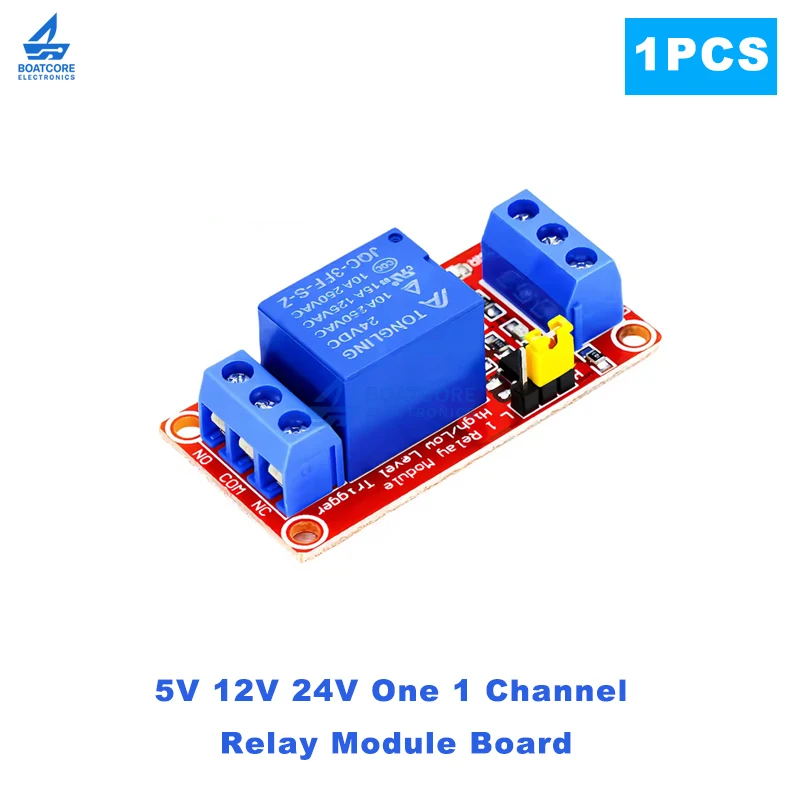 1PCS Relay Module 1 Channel Board Shield 5V 12V 24V With Optocoupler Isolation Support High and Low Level Trigger for Arduino