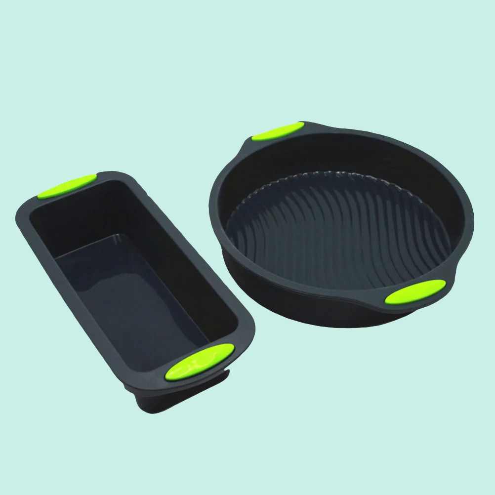 

1 set Silicone Mold Set Square Round Double Color Baking Pan Reusable Non-Stick Oven Microwave Dishwasher Safe Bread Toast Loaf