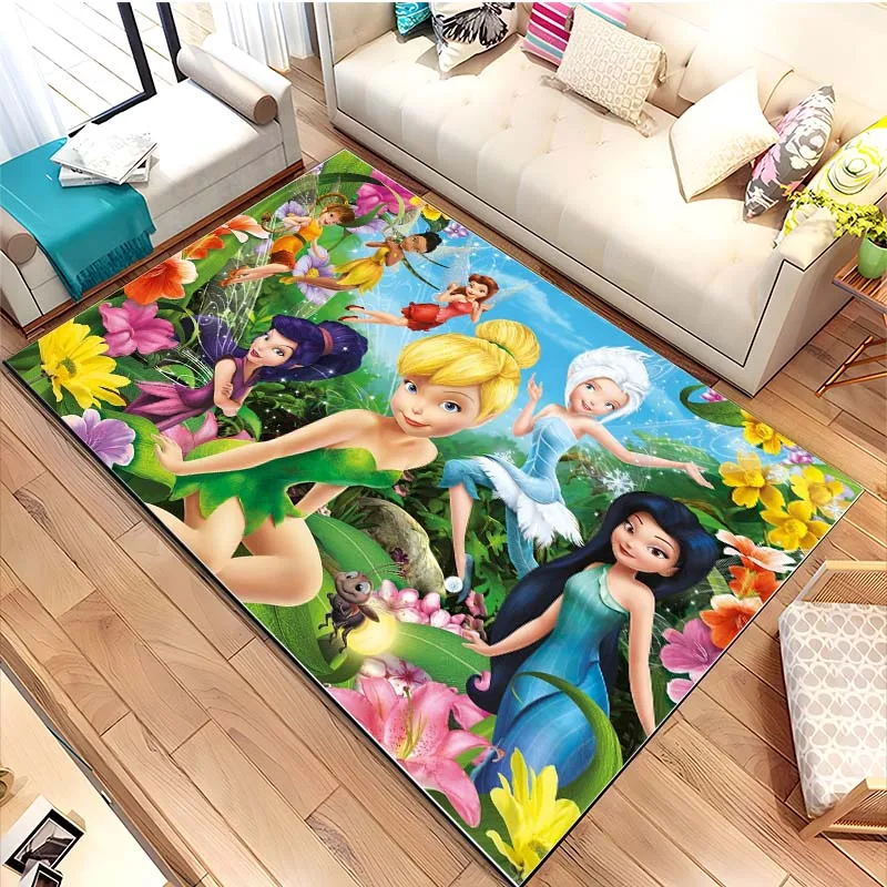 Cartoon Disney Tinker Bell Muster Wohnzimmer Schlafzimmer Teppich Nachttisch Badezimmer Bodenmatte Mädchenzimmer rutschfeste Matte Rosa Raumdekoration