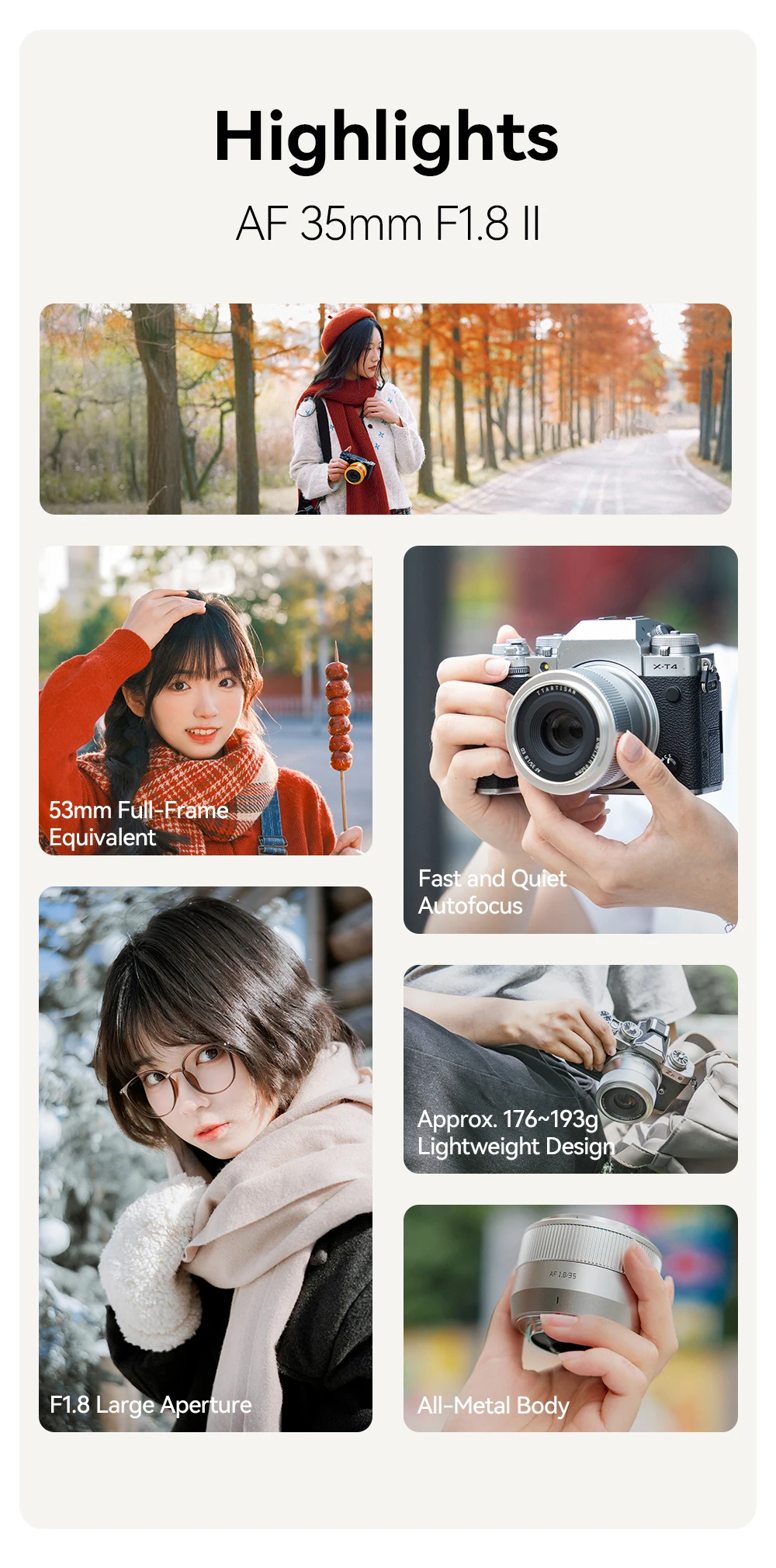 TTARTISAN AF 35mm F1.8 II APS-C Format Große Blendenöffnung Objektiv für Kamera Porträtfotografie mit Fuji XT30 Sony E A7RIII Nikon ZFC – Detail 3