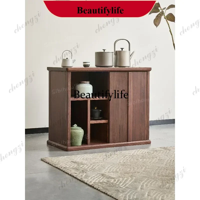 Walnut Mobile Tea Cabinet Multifunctional Storage Cabinet Side Cabinet m138