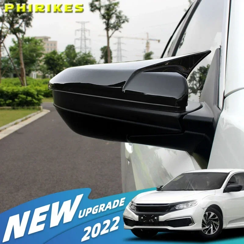 Side Rearview Mirror Caps Black Wing Mirror Cover Fit For Honda Civic 10th 2016 2017 2018