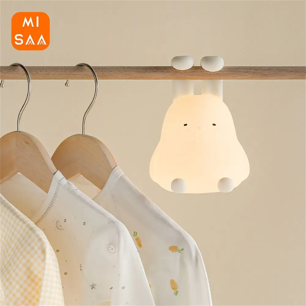 Silicone Lamp Mobile Phone Holder Timed Warm Light Lighting Clap The Lamp Folding-eared Rabbit Foldable Nightlight Sleep Light