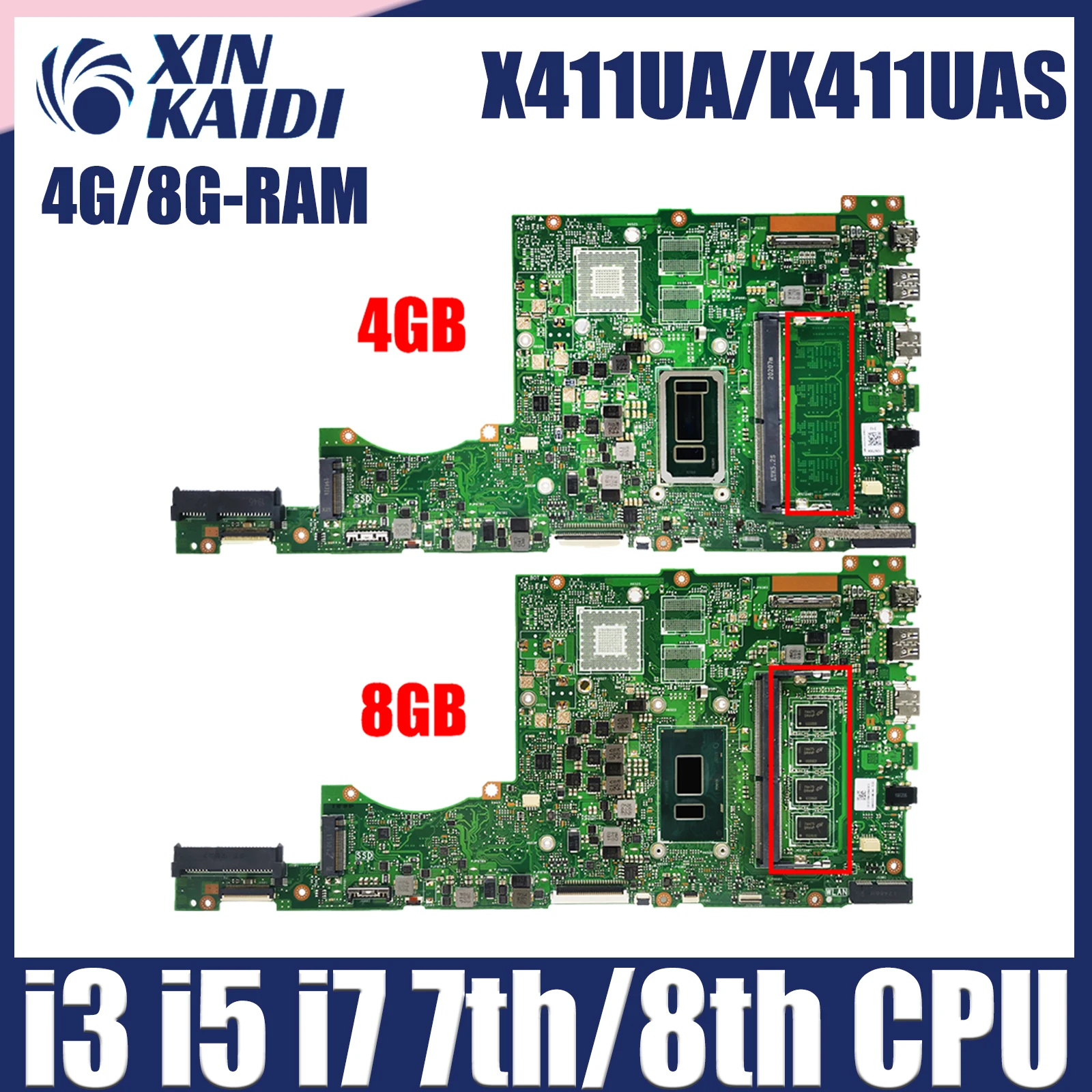 X411UA Mainboard For ASUS Vivobook 14 K411UAS S4000V S4200V A411U K411U F411U Laptop Motherboard I3 I5 I7 7/8th Gen 4G/8G-RAM