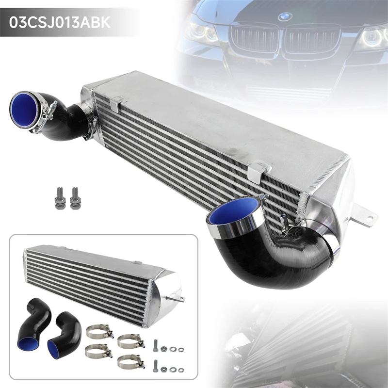 Twin Turbo Intercooler Kit Fits For BMW N54 3.0L 135i E82/E88 335i/335xi E90/E92/E93 06-11 Front Mount Bar & Plate Aluminum