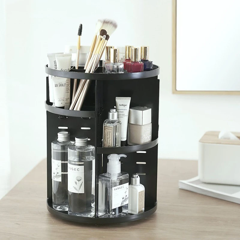 Rotating cosmetics storage box lipstick skin care products storage net celebrity home dressing table desktop storage rack