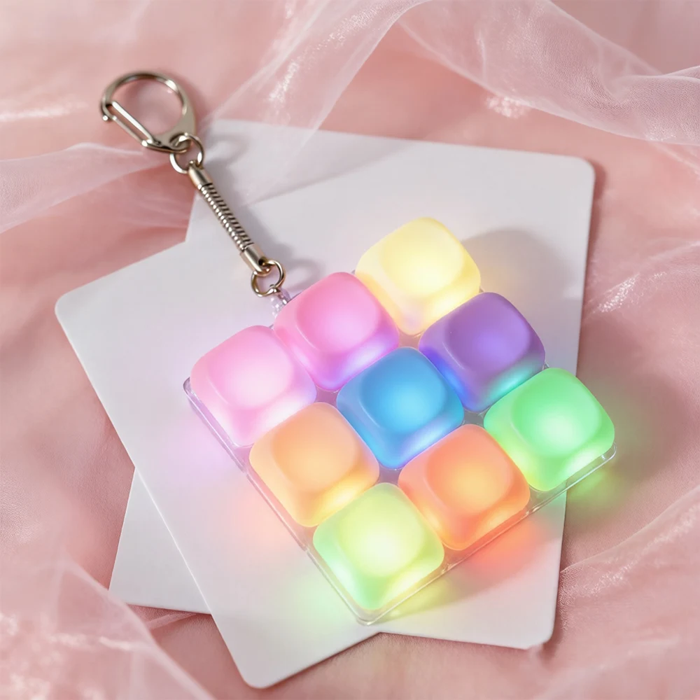 키보드 키체인 LED Macaron Color Keyboard Fidget Clicky Keycaps Keychain, Sensory Stress Relief Toy with Decompression for Office