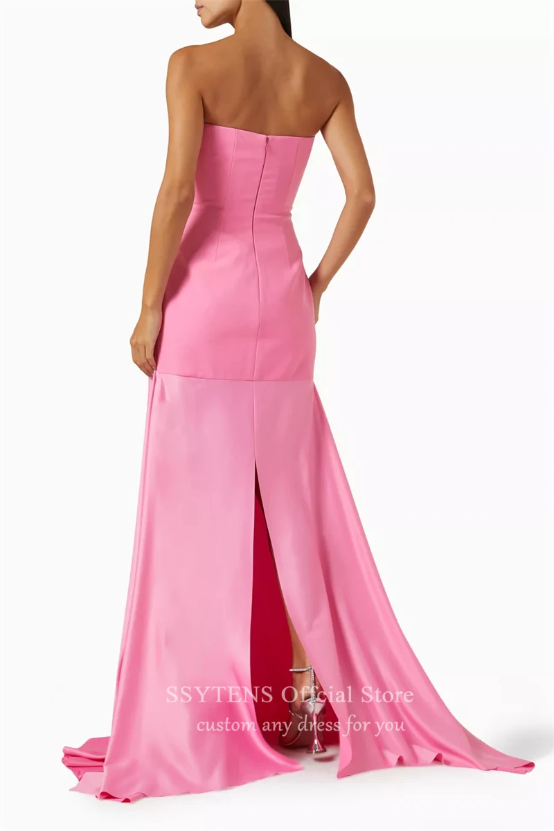 Elegant Pink Evening Dresses Wedding Party Dress Strapless Floor Length Prom Gowns A Line Long Formal Party Dresses Vestidos