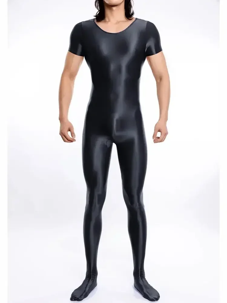 للجنسين قصيرة الأكمام لامعة لامعة بوديستوكينج سلس التمثال جوارب طويلة ارتداءها الجوارب يوتار الملتصقة بذلة Catsuit Unitard