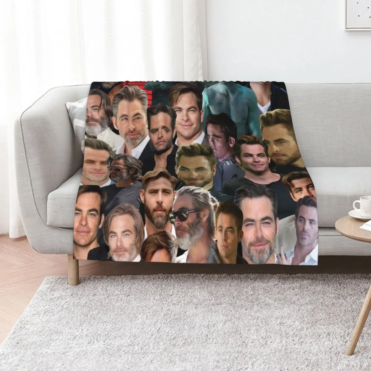 chris pine photo collage Throw Blanket Soft Home Decor Blanket for Couch Bedroom