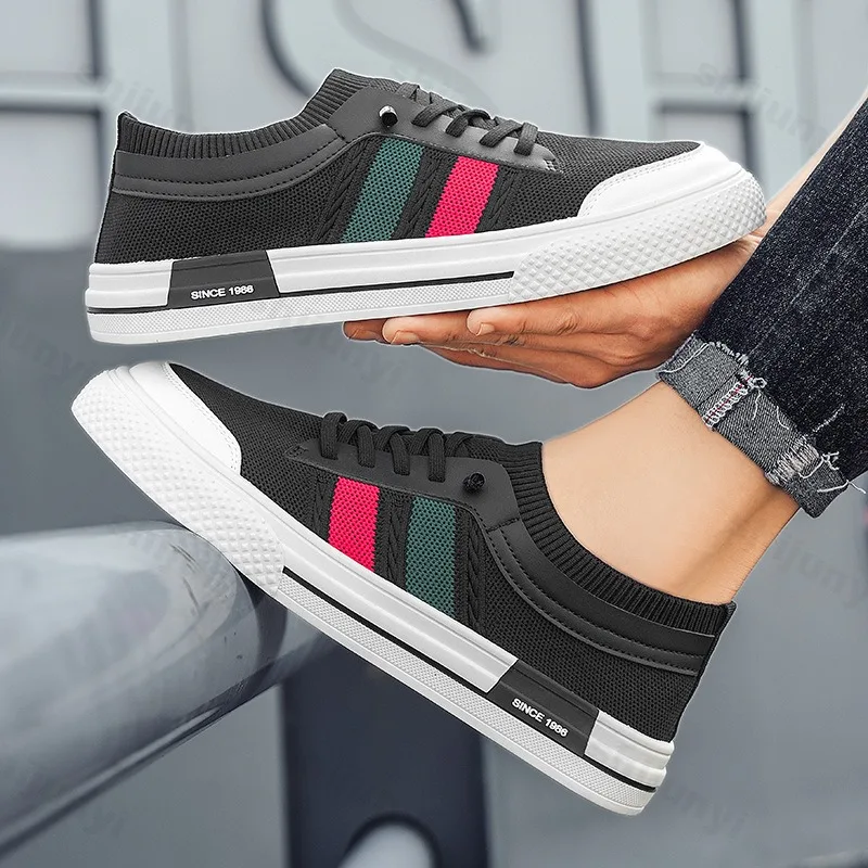 

Лето 2025 г., мужская спортивная повседневная обувь с тканым дизайном, модная трендовая дышащая обувь без шнуровки с сеткой, удобные низкие кроссовки