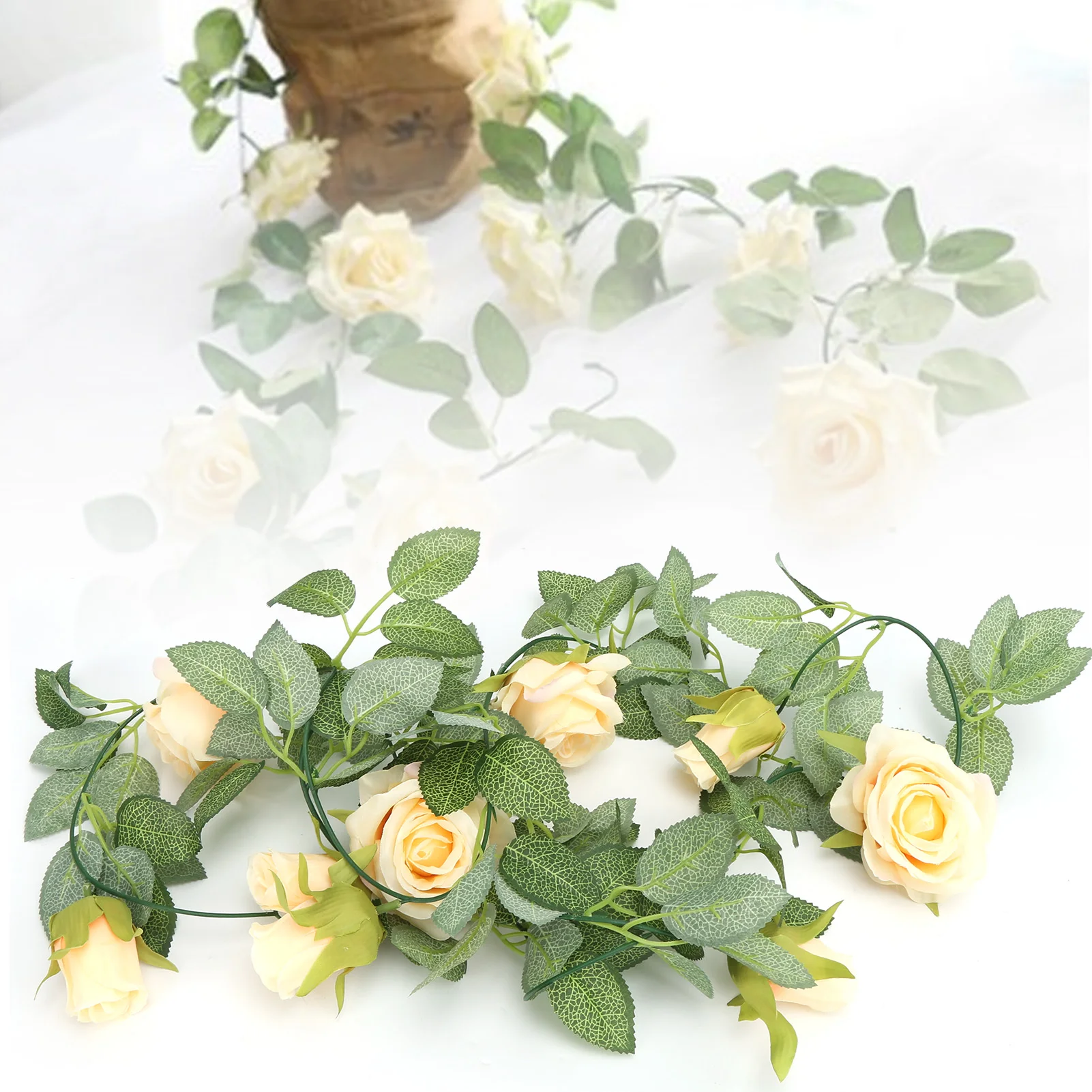 2 Meters Rose Vine Flower Ivy Naturally Romantic Real Touch Silk Flower String Home Hanging Garland Party Wedding Decor