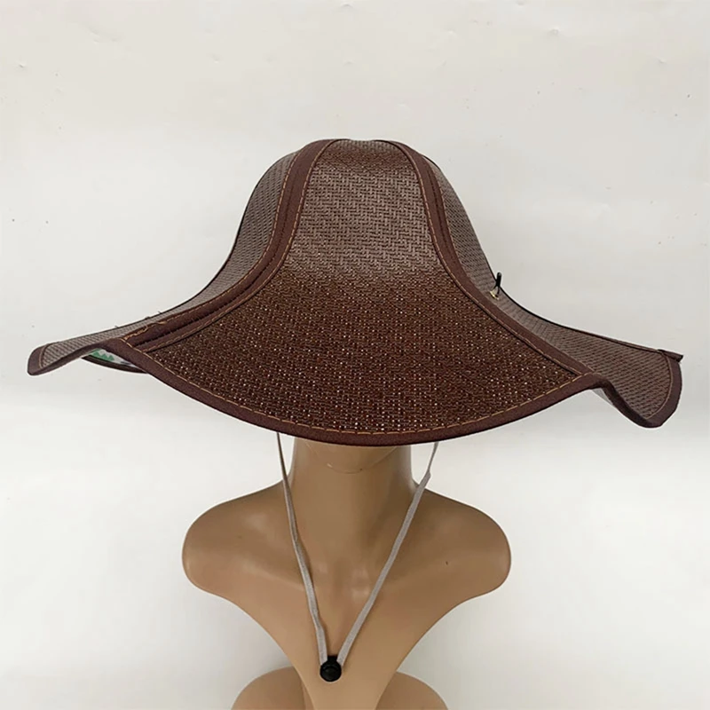 Lightweight Folding Wide Brim Straw Hat for Outdoor Activities Portable Sun Hat for Fishing, Hunting and Farming