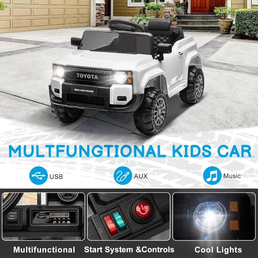 12V 電動乗用車、ライセンス取得済みのトヨタ電気トラック（幼児向け）、リモコン付き、開閉可能なドア付き子供用バッテリーカー、3段階速度調整