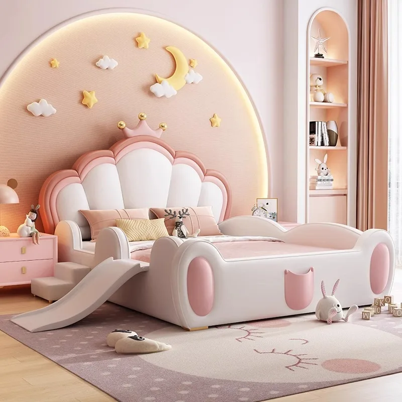 

Simple Safety Slide Kids Beds Girls Guard Rails Modern Princess Children Beds Design Single Camas Infantiles Furniture Home