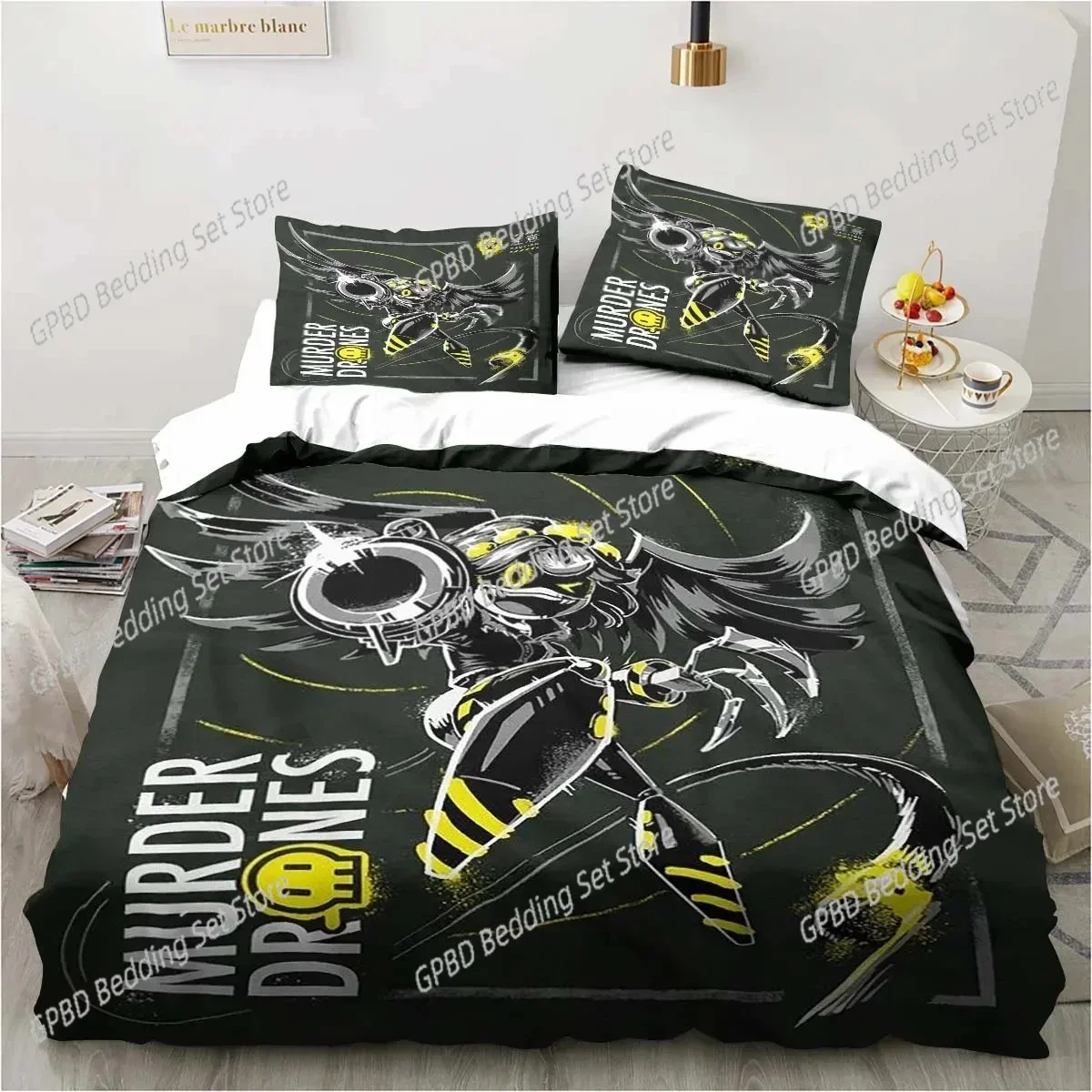 Murder-Drones Cartoon 3D Bedding Set Duvet Cover Pillowcases Single Twin Full Queen King Size Home Decor Quilt Boys Gift