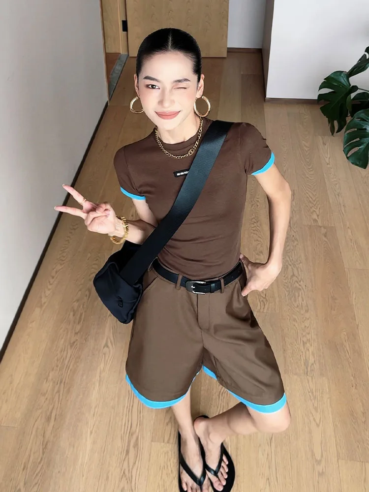 

Комплект CIZZLEMORE Berlin: утягивающие брюки с высокой талией и цветными вставками, повседневный летний модный комплект для женщин