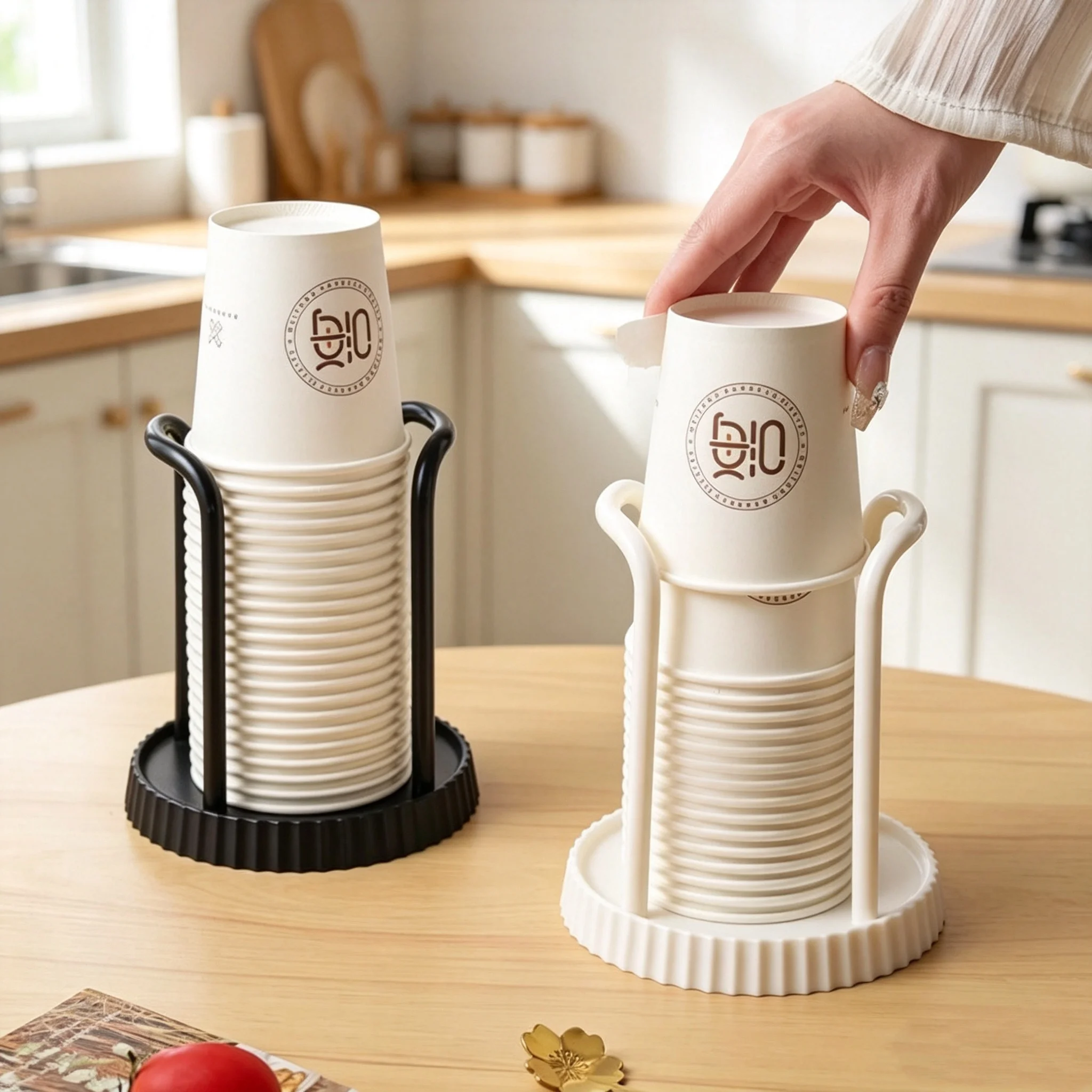 Kitchen Appliances Best - ที่วางแก้วกระดาษแบบตั้งโต๊ะอเนกประสงค์ ที่เก็บแก้วแบบใช้แล้วทิ้ง สำหรับห้องครัว คาเฟ่ สำนักงาน และของใช้ในบ้าน