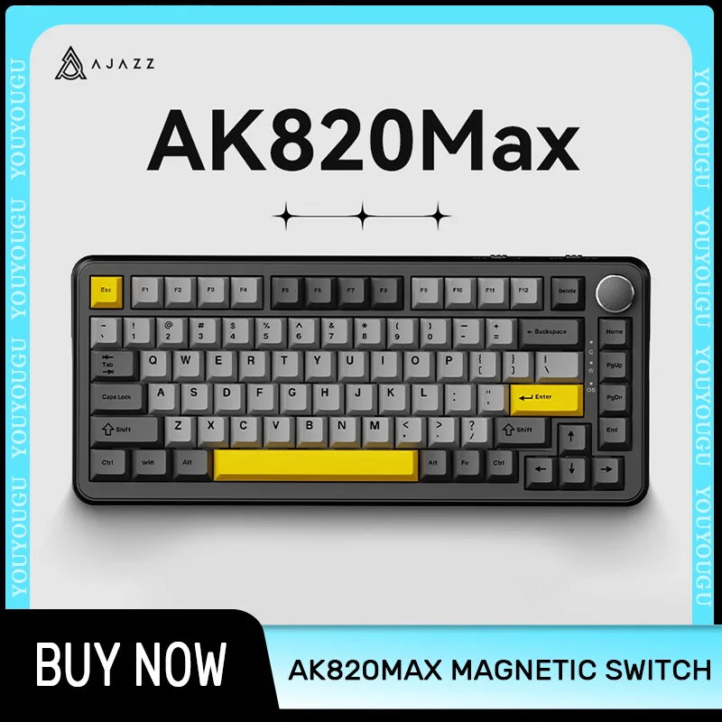 ajazz teclado mecanico personalizado teclado max interruptor magnetico com fio modo hot swap rgb 4000mah acessorio gamer presente 01