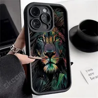 Graffiti Lion Tiger Pattern Phone Case For iPhone 15 14 13 12 11 Pro Max XR XS X 8 7 Plus Mate Shockproof Soft Silicone Cover