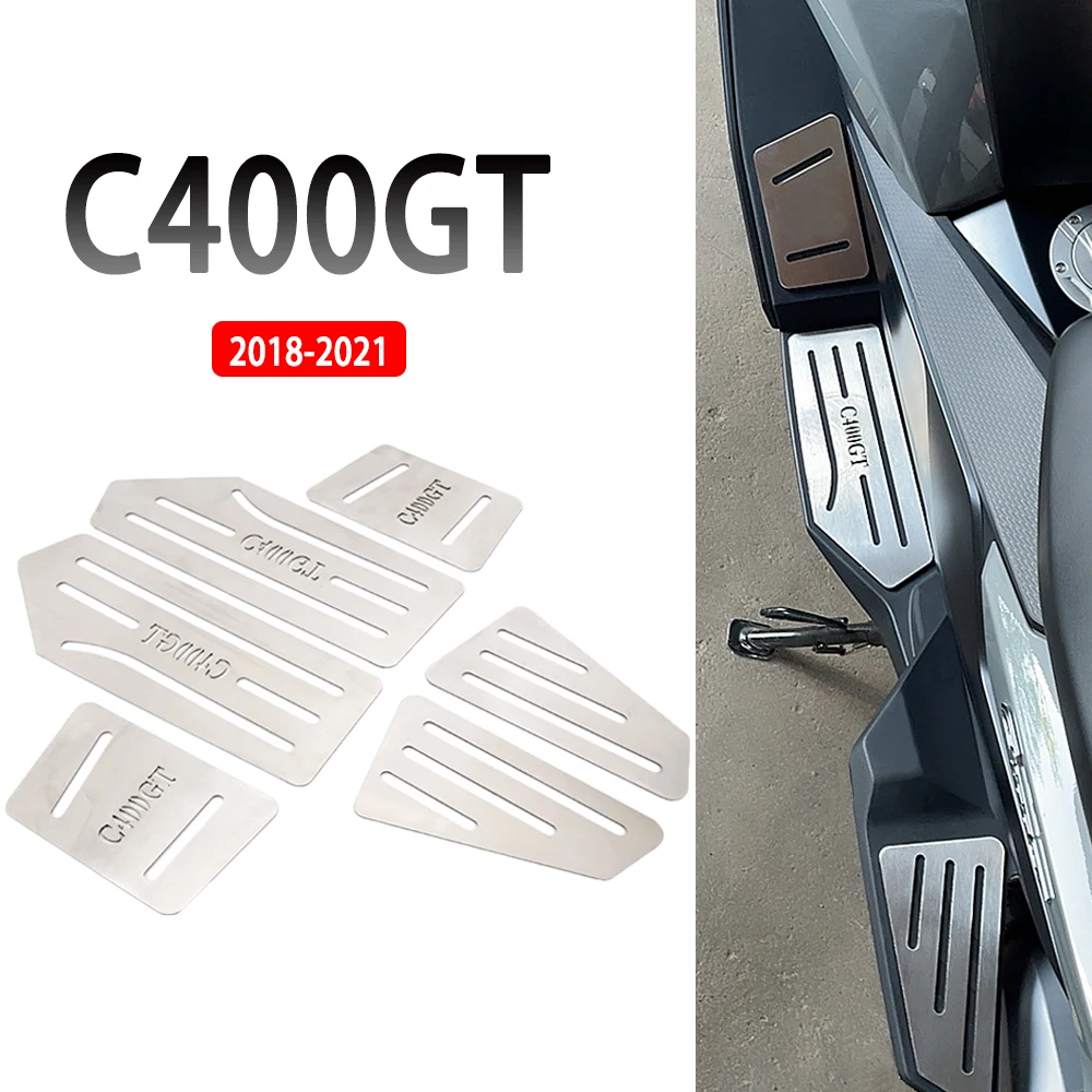 

New For BMW C400GT C 400 GT c400gt Stainless Steel Silver Footrest Pad Mat Footboard Foot Rest Pads 2018 2019 2020 2021