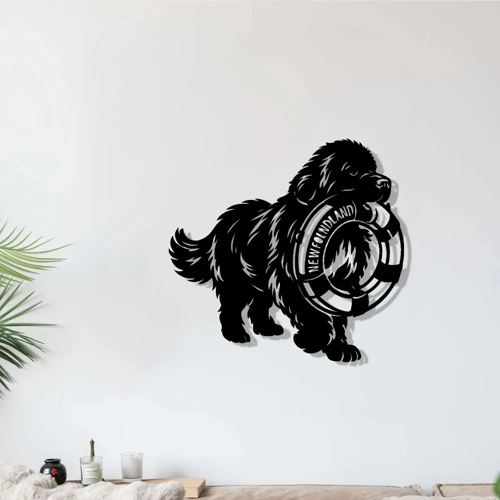 CIFBUY Vintage Newfoundland Dog Aluminum Wall Art Metal Sculpture Waterproof Mural Pet Lover Patio Garden Decor Gift